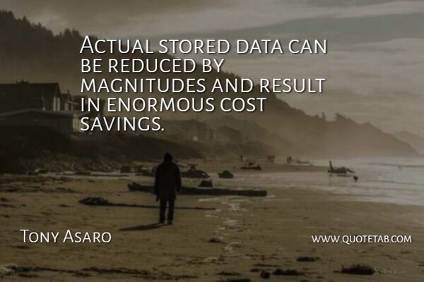Tony Asaro Quote About Actual, Cost, Data, Enormous, Reduced: Actual Stored Data Can Be...