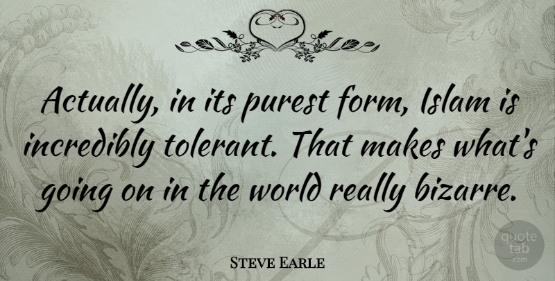 Steve Earle Quote About Islam, World, Bizarre: Actually In Its Purest Form...