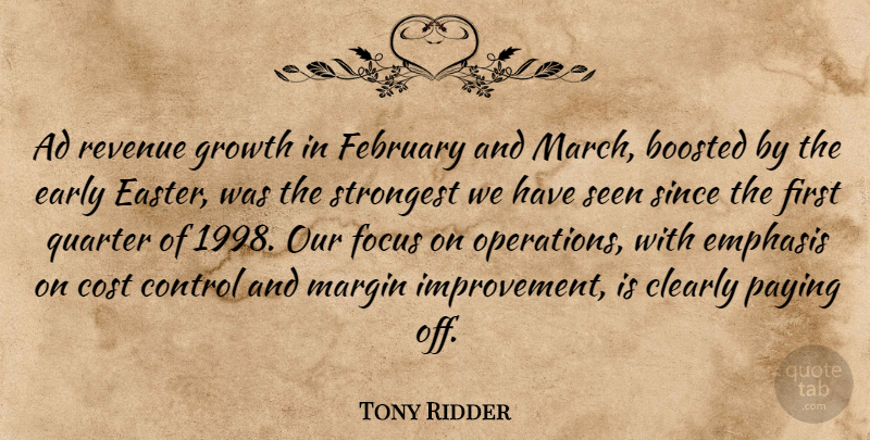 Tony Ridder Quote About Ad, Clearly, Control, Cost, Early: Ad Revenue Growth In February...