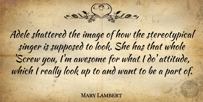 Mary Lambert Quote About Attitude, Image, Shattered, Supposed: Adele Shattered The Image Of...