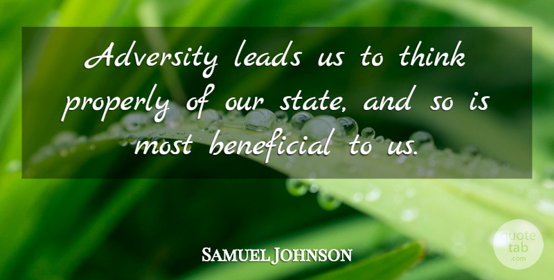 Samuel Johnson Quote About Adversity, Thinking, States: Adversity Leads Us To Think...