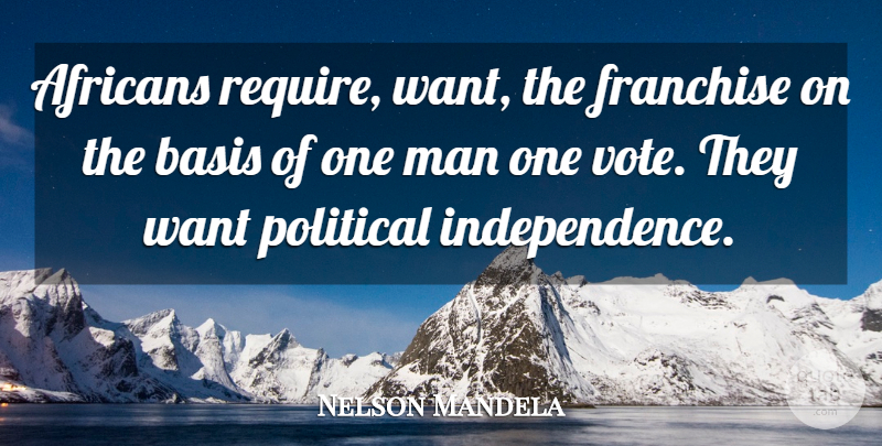 Nelson Mandela Quote About 4th Of July, Men, Political: Africans Require Want The Franchise...