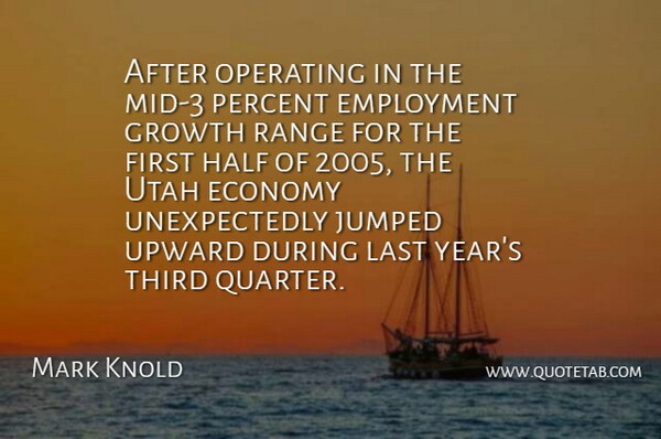 Mark Knold Quote About Economy, Economy And Economics, Employment, Growth, Half: After Operating In The Mid...