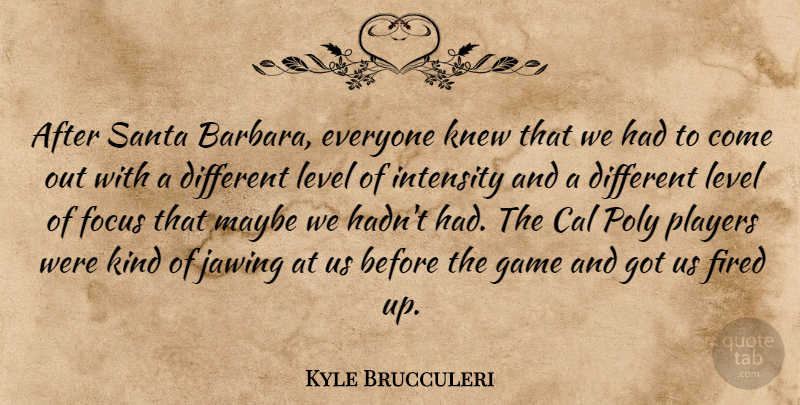 Kyle Brucculeri Quote About Cal, Fired, Focus, Game, Intensity: After Santa Barbara Everyone Knew...