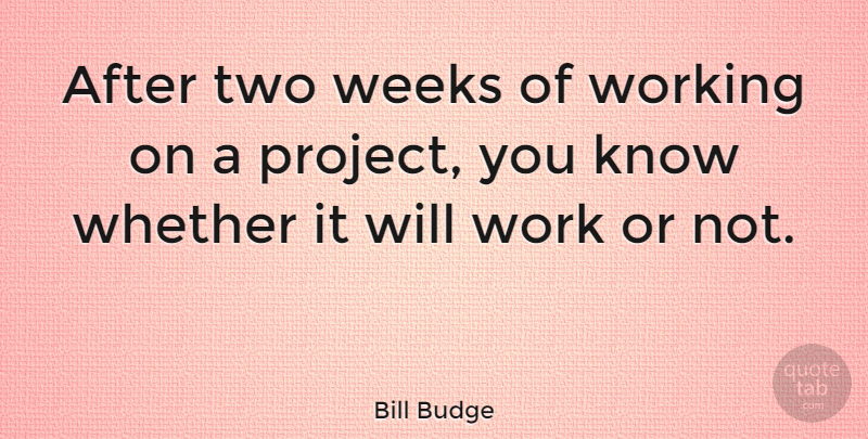 Bill Budge Quote About Work, Two, Week: After Two Weeks Of Working...