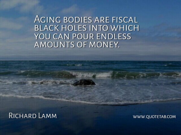 Richard Lamm Quote About Bodies, Endless, Fiscal, Holes, Money: Aging Bodies Are Fiscal Black...