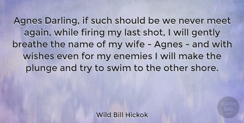Wild Bill Hickok Quote About Names, Wife, Swim: Agnes Darling If Such Should...