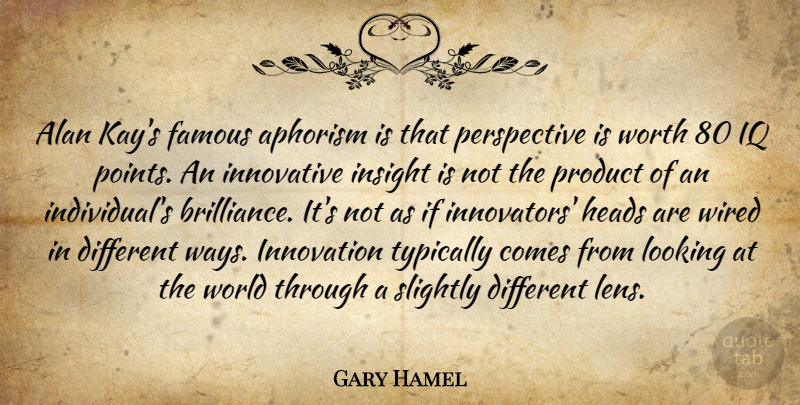 Gary Hamel Quote About Perspective, Innovation, Lenses: Alan Kays Famous Aphorism Is...