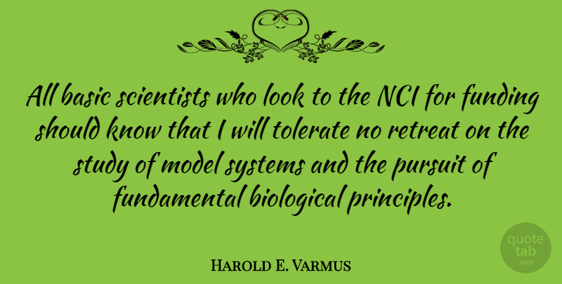 Harold E. Varmus Quote About Looks, Fundamentals, Retreat: All Basic Scientists Who Look...