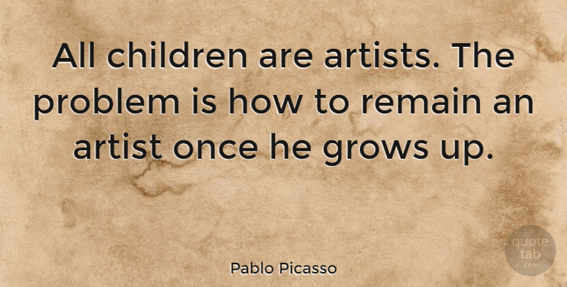 Pablo Picasso Quote About Children, Grows, Remain: All Children Are Artists The...