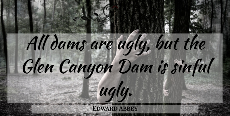 Edward Abbey Quote About Ugly, Dams, Canyons: All Dams Are Ugly But...
