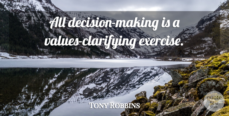 Tony Robbins Quote About Exercise, Decision, Clarifying: All Decision Making Is A...