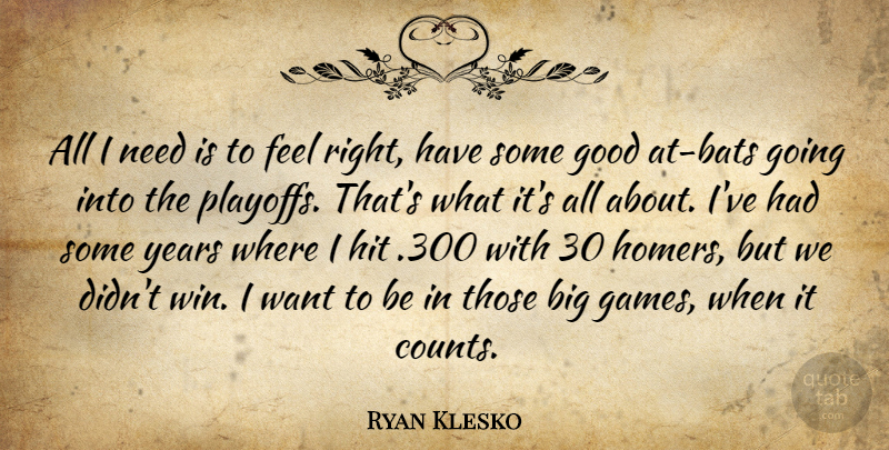 Ryan Klesko Quote About Good, Hit: All I Need Is To...