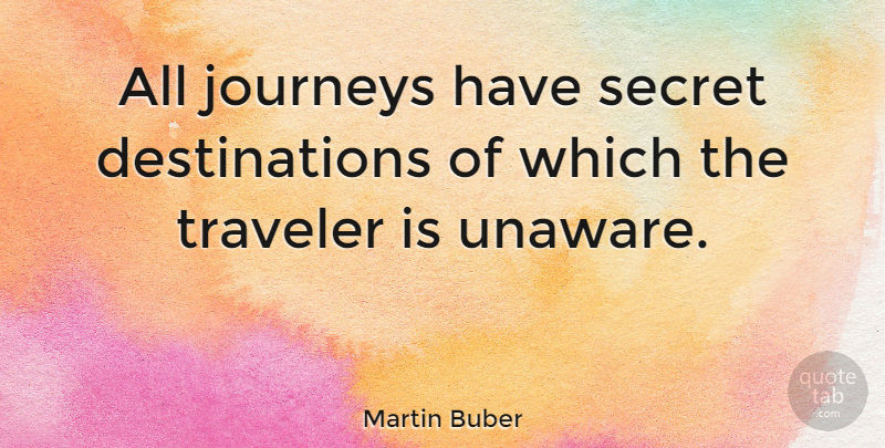 Martin Buber Quote About Inspirational, Travel, Freedom: All Journeys Have Secret Destinations...