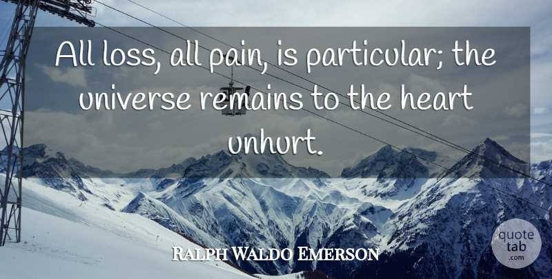 Ralph Waldo Emerson Quote About Pain, Heart, Loss: All Loss All Pain Is...