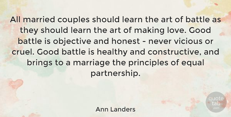 Ann Landers Quote About Love, Inspirational, Relationship: All Married Couples Should Learn...