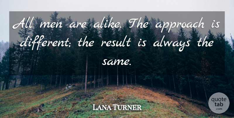 Lana Turner Quote About Men, Different, Results: All Men Are Alike The...