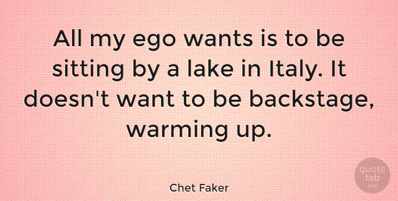 Chet Faker Quote About Sitting, Wants, Warming: All My Ego Wants Is...