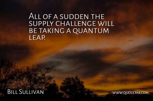 Bill Sullivan Quote About Challenge, Quantum, Sudden, Supply, Taking: All Of A Sudden The...