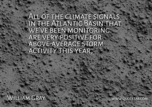 William Gray Quote About Activity, Atlantic, Climate, Positive, Signals: All Of The Climate Signals...