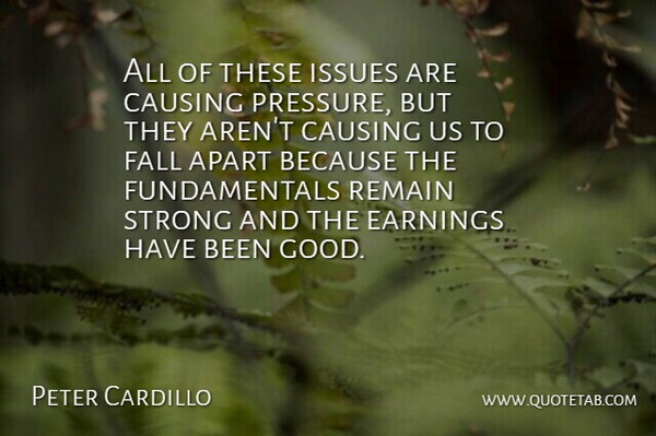 Peter Cardillo Quote About Apart, Causing, Earnings, Fall, Issues: All Of These Issues Are...