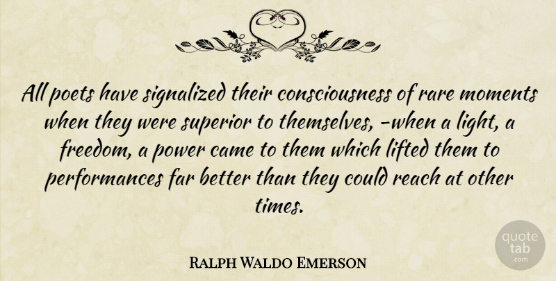 Ralph Waldo Emerson Quote About Light, Alcohol, Rare Moments: All Poets Have Signalized Their...