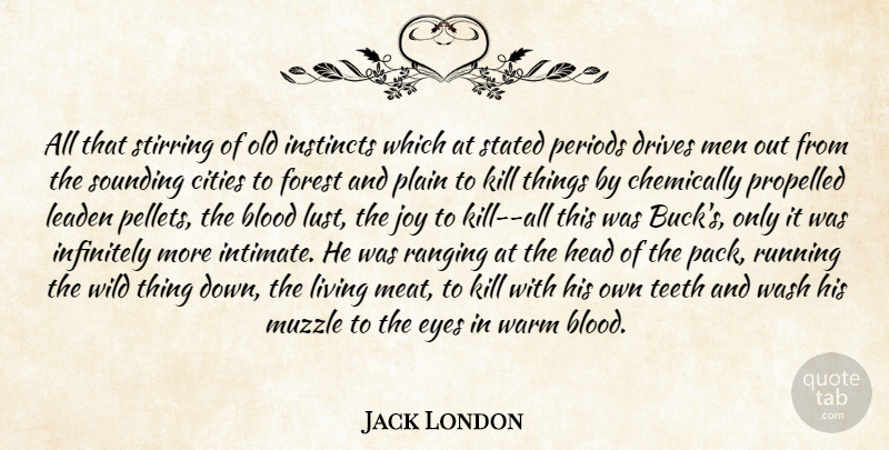 Jack London Quote About Blood, Cities, Drives, Eyes, Forest: All That Stirring Of Old...