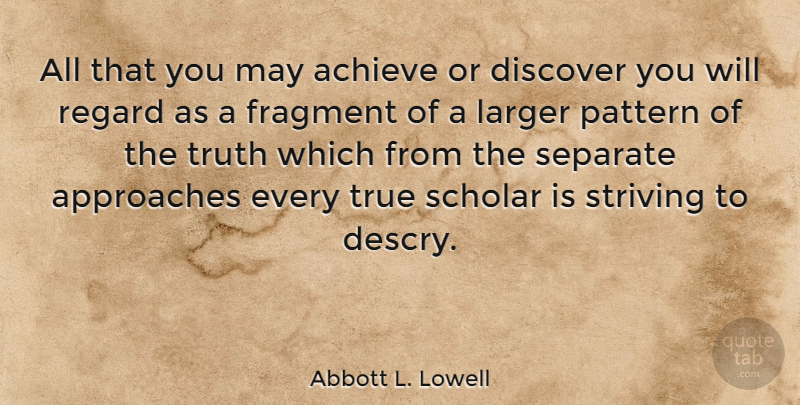 Abbott L. Lowell Quote About Over You, May, Patterns: All That You May Achieve...