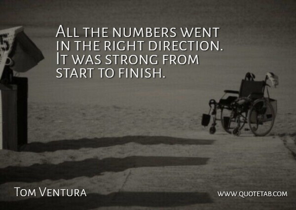 Tom Ventura Quote About Direction, Numbers, Start, Strong: All The Numbers Went In...