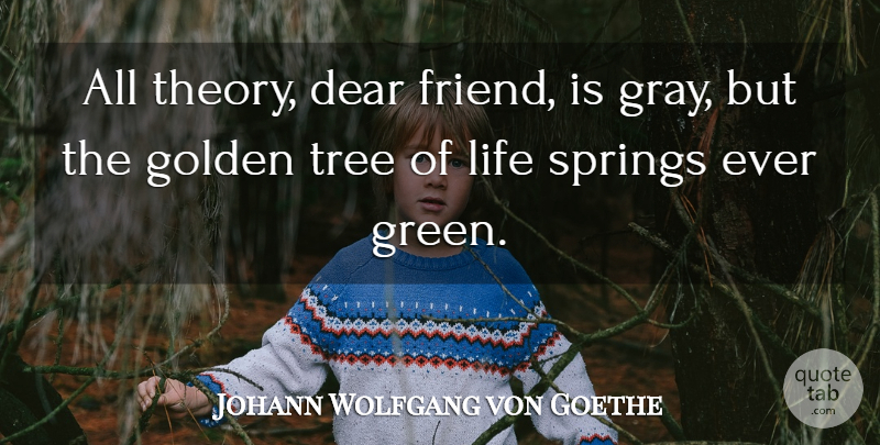 Johann Wolfgang von Goethe Quote About Life, Spring, Tree: All Theory Dear Friend Is...