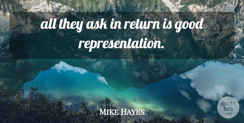 Mike Hayes Quote About Ask, Good, Return: All They Ask In Return...