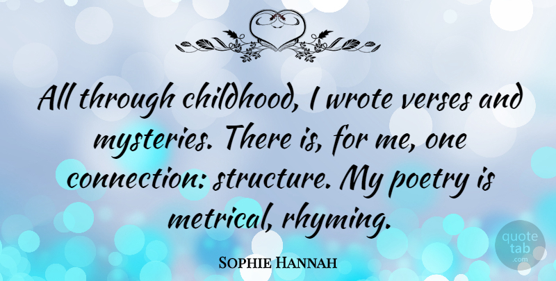 Sophie Hannah Quote About Poetry, Verses, Wrote: All Through Childhood I Wrote...