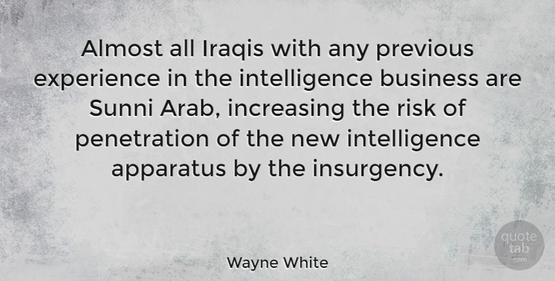 Wayne White Quote About Business, Risk, Penetration: Almost All Iraqis With Any...