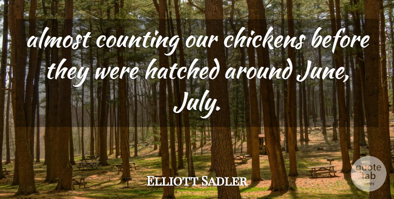 Elliott Sadler Quote About Almost, Chickens, Counting, Hatched: Almost Counting Our Chickens Before...