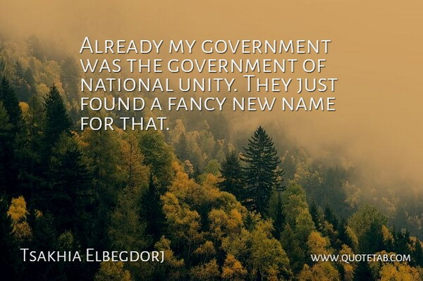Tsakhia Elbegdorj Quote About Fancy, Found, Government, Name, National: Already My Government Was The...
