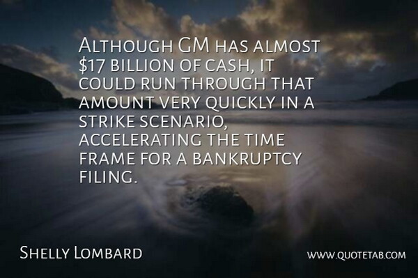 Shelly Lombard Quote About Almost, Although, Amount, Bankruptcy, Billion: Although Gm Has Almost 17...