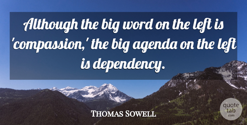 Thomas Sowell Quote About Compassion, Agendas, Bigs: Although The Big Word On...