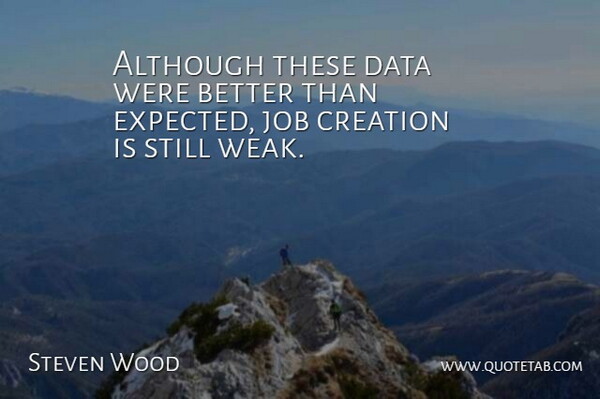 Steven Wood Quote About Although, Creation, Data, Job: Although These Data Were Better...