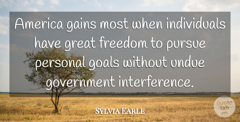 Sylvia Earle Quote About America, Government, Goal: America Gains Most When Individuals...