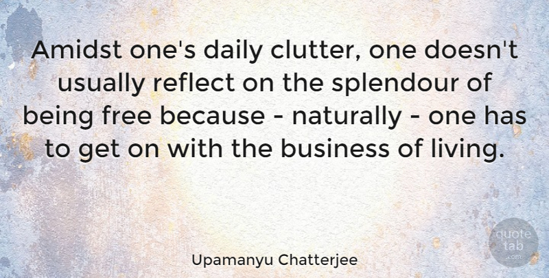 Upamanyu Chatterjee Quote About Being Free, Splendour, Clutter: Amidst Ones Daily Clutter One...