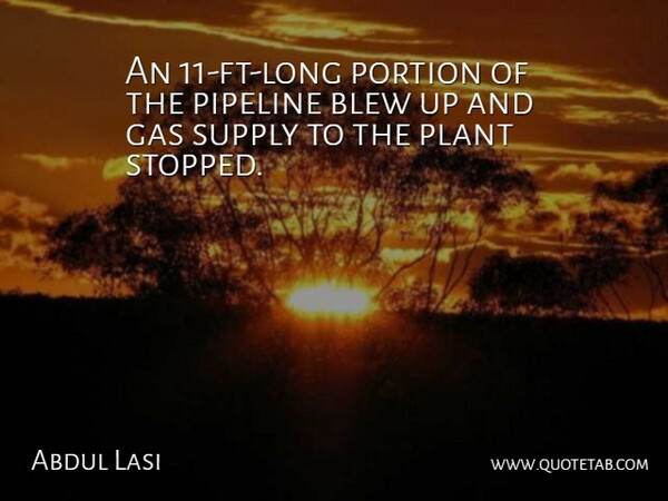 Abdul Lasi Quote About Blew, Gas, Pipeline, Plant, Portion: An 11 Ft Long Portion...