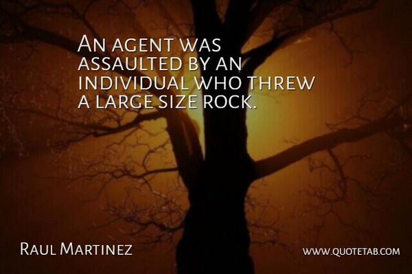 Raul Martinez Quote About Agent, Assaulted, Individual, Large, Size: An Agent Was Assaulted By...