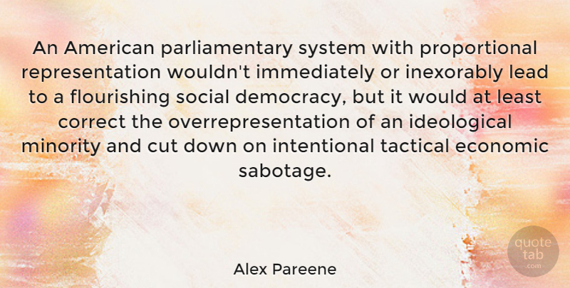 Alex Pareene Quote About Correct, Cut, Inexorably, Minority, Social: An American Parliamentary System With...
