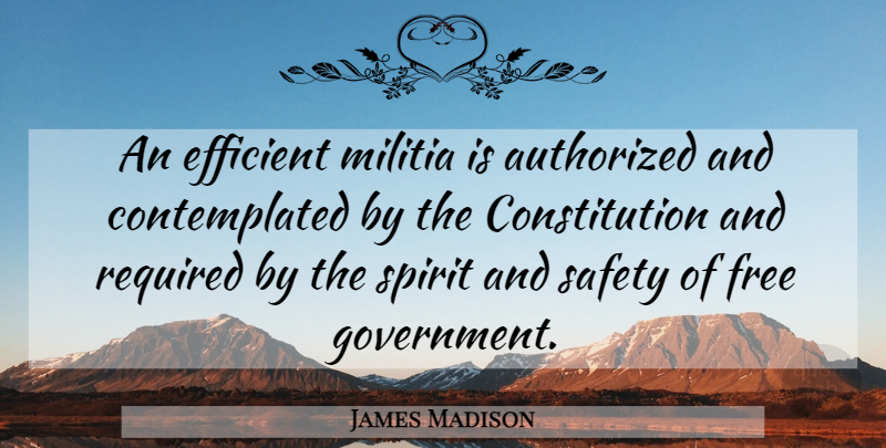 James Madison Quote About Government, Safety, Second Amendment: An Efficient Militia Is Authorized...