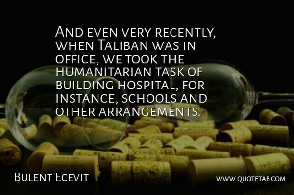 Bulent Ecevit Quote About American Comedian, Building, Schools, Taliban, Task: And Even Very Recently When...