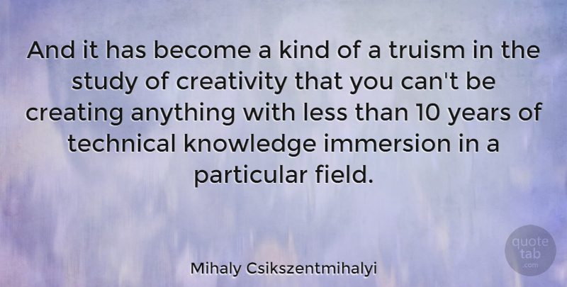 Mihaly Csikszentmihalyi Quote About Creativity, Years, Creating: And It Has Become A...