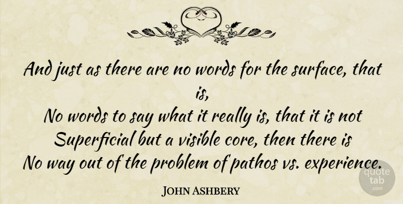 John Ashbery Quote About Experience, Way, Problem: And Just As There Are...