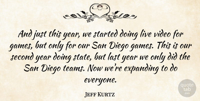 Jeff Kurtz Quote About Diego, Expanding, Last, San, Second: And Just This Year We...