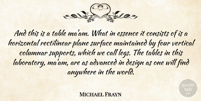 Michael Frayn Quote About Humorous, Essence, Design: And This Is A Table...