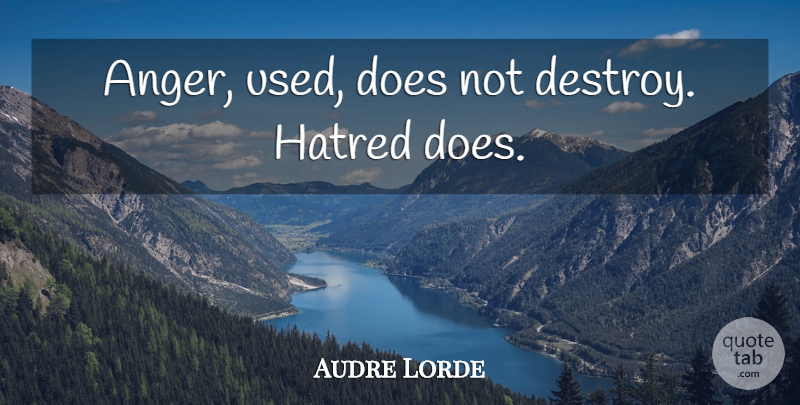 Audre Lorde Quote About Hatred, Black History, Doe: Anger Used Does Not Destroy...
